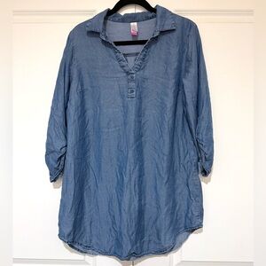 No Boundaries V Neck Denim Dress/ Tunic Top